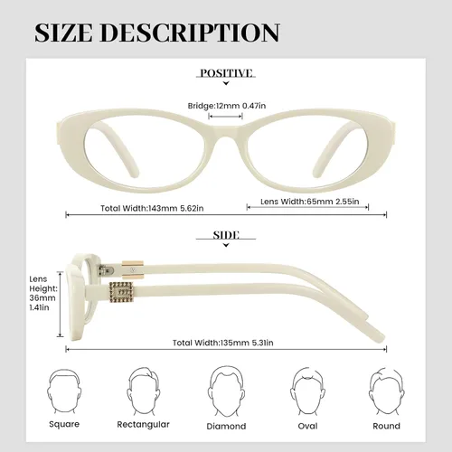 Vista 3 de Oval Blue Light Blocking Glasses for Women Retro 90s Glasses Computer TV Eyeglasses Anti Eyestrain