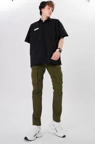 Vista 8 de Plaid&Plain Pantalones cargo ajustados con rodillas articuladas para hombre