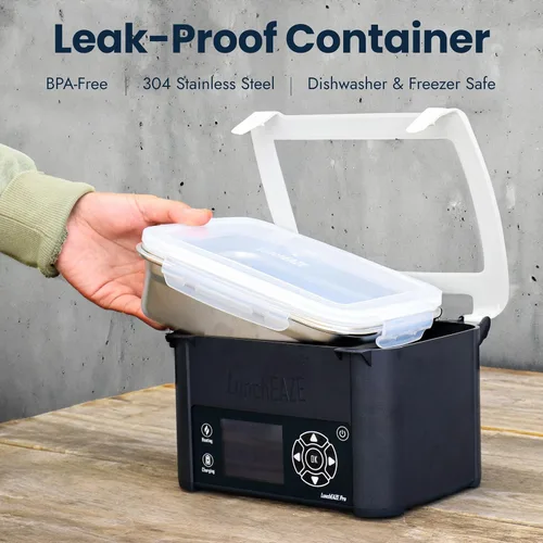 Vista 8 de LunchEAZE XL Lonchera Calentada Eléctrica y Sin Cable – Alimentada por Batería, Capacidad de 6 Tazas, 104°C, Calentamiento Programado Automático