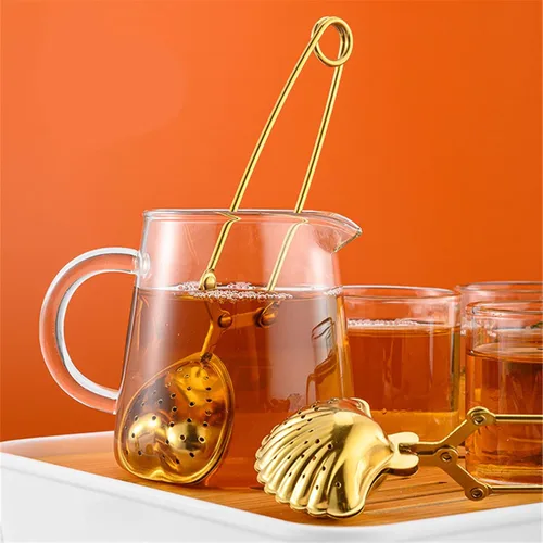 Vista 3 de 5 unidades de bolas de té a presión, concha, corazón, estrella, piña, tetera, filtros de té, colador de té de acero inoxidable, infusor de té