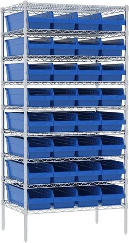 Vista 4 de Akro-Mils 30084 ShelfMax - Caja de almacenamiento de plástico, 24 x 8 x 6 pulgadas, color azul (paquete de 6) (30084BLUE)