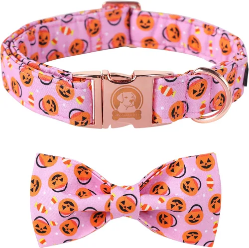 Vista 7 de MR. CHUBBYFACE - Collar de perro de San Valentín con corbatín, lindo collar de perro con corazón azul con hebilla de metal, collar de algodón