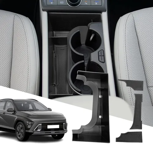 Vista 10 de SXCY 2 piezas superiores para Hyundai Kona/Kona EV 2024 2025 2026 Organizador de consola central para Hyundai Kona EV 2024-2026, accesorios