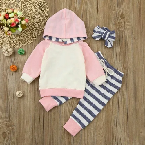 Vista 6 de Conjunto de sudadera con capucha de manga larga para bebés y niñas