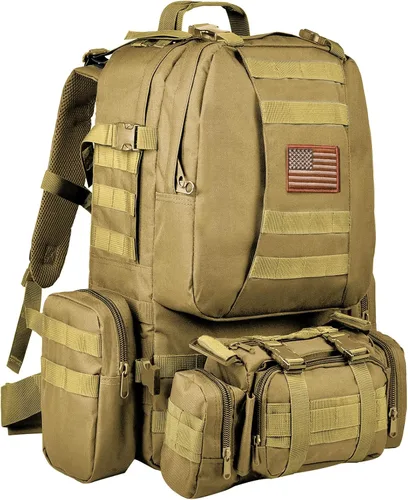 Vista 11 de CVLIFE Mochila táctica militar de asalto mochila Molle desmontable 01-negro con parche