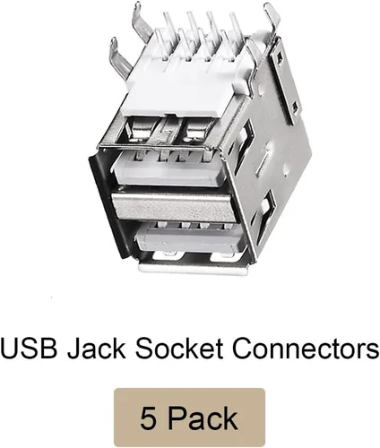 Vista 5 de Enchufe PCB USB tipo A de 8 pines horizontal de 90 grados, conector en línea de doble puerto hembra [para aplicación mini USB] - 1.5A / negro