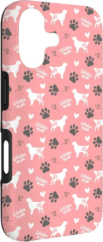 Vista 3 de Golden Retriever - Carcasa para iPhone 17, diseño de mamá y perro, diseño floral, color rosa