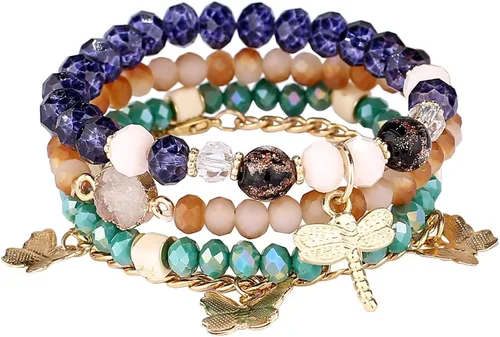 Vista 2 de 4 juegos de pulseras bohemias hechas a mano con múltiples capas para mujer