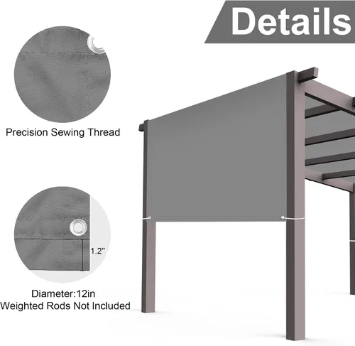 Vista 6 de Cubierta de sombra de pérgola Parasol Rectángulo Toldo Tela de bloqueo UV