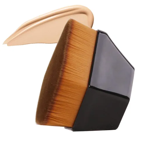 Vista 12 de Brochas de maquillaje Kabuki con punta plana y hexagonal para base, colorete, polvo líquido, base con estuche protector adicional (negro)