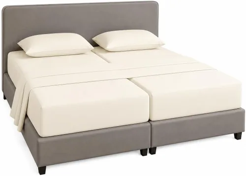 Vista 17 de KRISHNA Juego de sábanas divididas tamaño Queen de 5 piezas para camas ajustables, 100% algodón egipcio, ropa de cama de lujo de calidad de hotel
