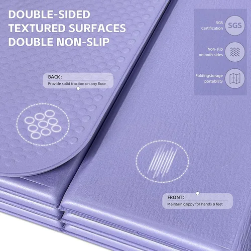 Vista 5 de Esterilla de yoga plegable extra gruesa (0.394 pulgadas), TPE certificado SGS, antideslizante y sin olor, diseño de 12 pliegues para ultra