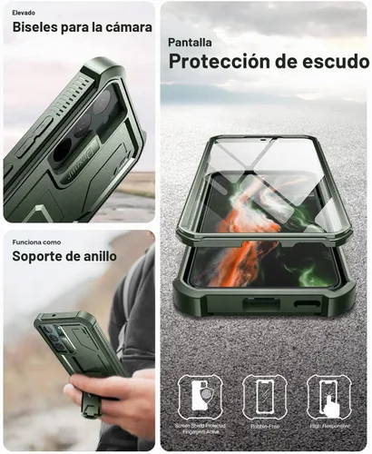 Vista 6 de Dexnor Funda para Samsung Galaxy S22 Plus, [Protector de Pantalla Integrado y Soporte] Protección de Grado Militar de Servicio Pesado a Prueba