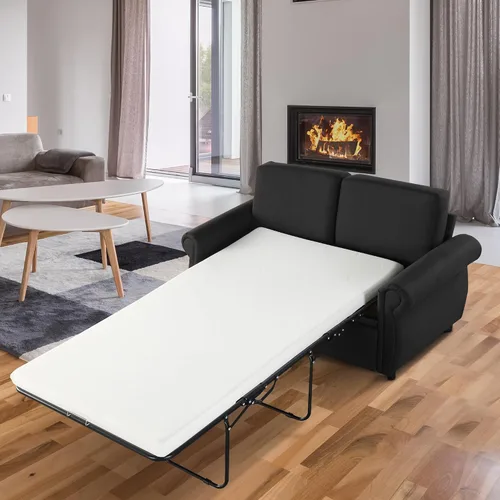 Vista 10 de P PURLOVE Sofá cama cama de 47.2 pulgadas de largo, sofá cama extraíble 2 en 1 con colchón, una mesa auxiliar plegable, sofá biplaza para sala