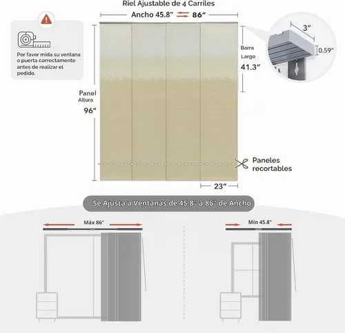 Vista 5 de GoDear Design Persianas verticales para puertas de armario 45.8"-86" x 96 Dune