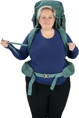 Vista 12 de Osprey Viva 65L Mochila de mochilero para mujer, color gris Tunnel Vision, ajuste extendido