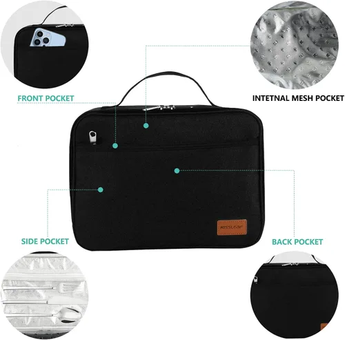 Vista 5 de kissleaf Lonchera aislada – Lonchera reutilizable para hombres, mujeres, niños y adultos – a prueba de fugas, hielera congelable para oficina
