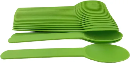 Vista 6 de MMvolesy Cucharas desechables de plástico ecológicas rosadas, cucharas de helado de yogur congelado, cucharas de postre congelado, 50