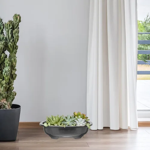 Vista 5 de GANAZONO 6 macetas de plástico para entrenamiento de bonsái, contenedor ovalado para plantas, maceta profunda con orificio de drenaje para el hogar