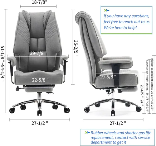Vista 2 de EXCEBET Silla de oficina grande y alta con reposapiés, silla de oficina ejecutiva de piel sintética con respaldo alto, 400 libras, sillas