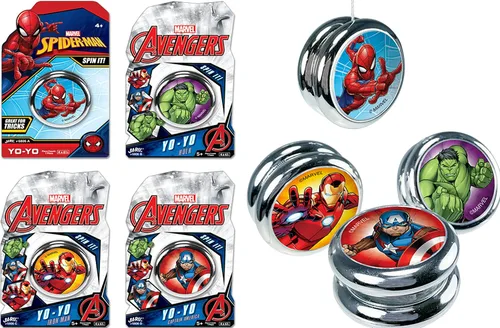 Vista 8 de JA-RU Marvel Toys YoYo Toy (1 unidad de estilo surtido) Superhéroes Spiderman, Hulk, Capitán América y Ironman para niños, Yoyo para principiantes
