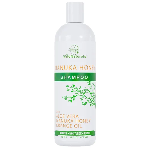 Vista 9 de Wild Naturals Champú de miel de Manuka para eczema y psoriasis, hidratante sin sulfatos con aloe vera y aceite de coco, champú hidratante para cuero