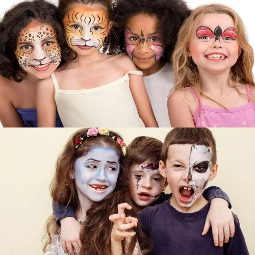 Vista 5 de UCANBE - Pintura facial y corporal, paleta de maquillaje SFX activada por agua - Bandeja extra grande blanca y negra, kit de pintura de arte Paleta
