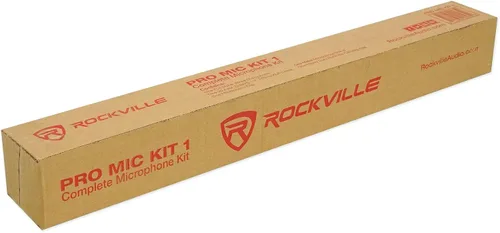 Vista 9 de Rockville Wired Pro Mic Kit 1 - Micrófono de metal de gama alta+soporte para micrófono+bolsa de transporte+cable, negro M-56 Neodymium Dynamic