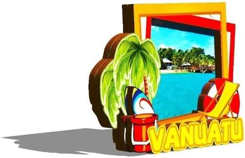 Vista 2 de Imán de Vanuatu Vanuatu para nevera de madera 3D, monumentos de viaje, coleccionables, recuerdos, decoración hecha a mano -533