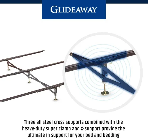 Vista 4 de Glideaway X-Support - Sistema de soporte para marco de cama, modelo GS-3 XS - 3 rieles transversales y 3 patas - Base de soporte central resistente