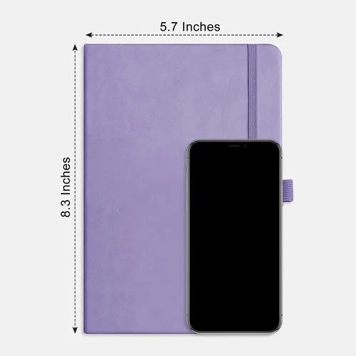 Vista 8 de RETTACY Lined Journal Notebook, 192 Numbered Pages per Pack, 5.7'' x 8.3'' 2-Pack, Leather Hardcover, 100 GSM Thick Paper, for Men & Women, Negro