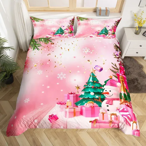 Vista 18 de Feelyou Juego de ropa de cama de Navidad gris para niños, tamaño individual, funda de edredón enana de Navidad para niños, niñas, adolescentes