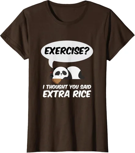 Vista 18 de ¿Ejercicio? I Thought You Said Extra Rice Panda Gift T-Shirt, Negro, S