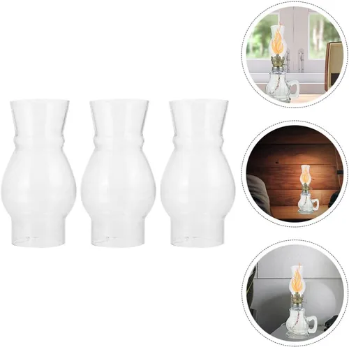 Vista 8 de SEWACC Pantalla de lámpara de cristal, 3 piezas, pantalla de lámpara de vela de vidrio, cubierta de lámpara de queroseno, cubierta de lámpara