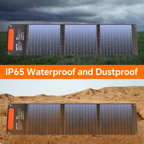 Vista 6 de Cargadores de panel solar portátil de 60 W con USB de 15 V y CC de 18 V, panel solar impermeable IP65 con bolsa de almacenamiento ligera, banco