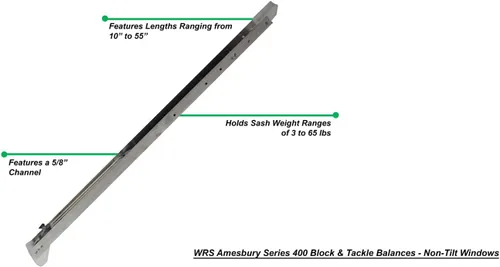Vista 2 de WRS Amesbury Block & Tackle Balance para ventanas no inclinables - 35" 3410 (8-13 libras)