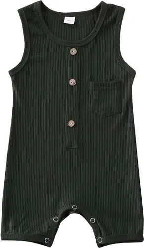 Vista 12 de Mameluco para bebé niña y niño, mono liso de una pieza, sin mangas, ropa de bebé de una pieza, trajes de verano beige (A-Beige)
