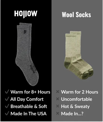 Vista 5 de HOLLOW Calcetines para botas de alpaca para hombres y mujeres, caza, senderismo, ciclismo, al aire libre, diseñados para comodidad y rendimiento