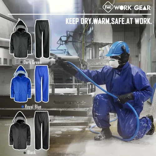 Vista 2 de FWG Trajes de lluvia para hombre, impermeables, resistentes, con bolsillos grandes, para todo tipo de clima