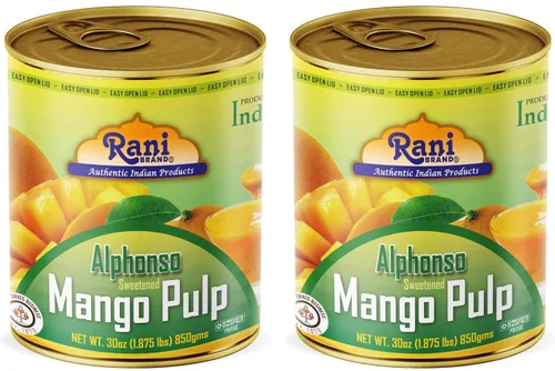 Vista 13 de Puré de pulpa de mango Rani (hace batidos de mango Lassi) Alphonso endulzado 30 onzas (1.875 libras) 29.98 oz ~ Kosher Todo natural Sin OMG