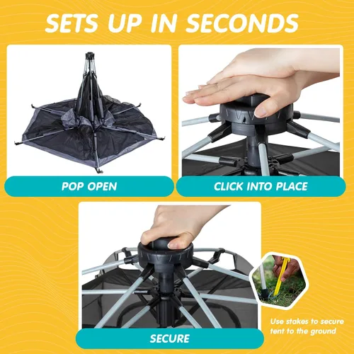 Vista 4 de Corralito para bebés de alta calidad para puerta y exterior, portátil, ligero, paquete desplegable y patio de juegos con toldo y bolsa de viaje, Gris