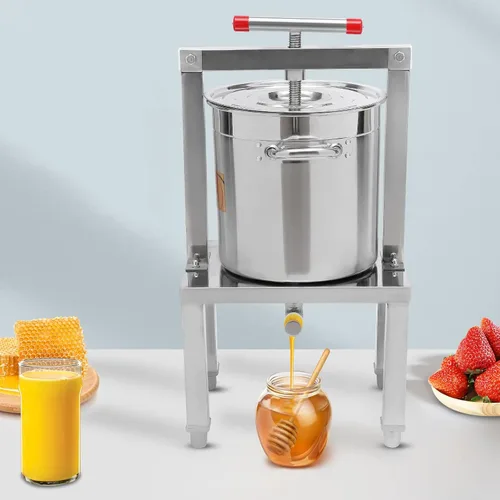 Vista 8 de LYNICESHOP Prensa de vino de frutas, prensa manual de miel de fruta grande, extractor de cera de abeja, máquina de apicultura, sidra, vino, uva