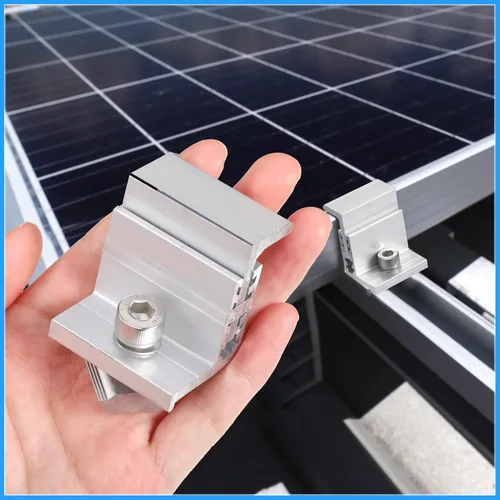 Vista 5 de Soporte de panel solar de 1.06 pulgadas Abrazadera media solar de aluminio con soportes de montaje Abrazaderas de 1.260-1.969 in Abrazaderas