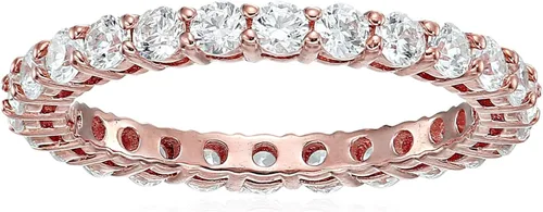 Vista 69 de Amazon Essentials Anillo de plata de ley chapada en platino o oro con circonita cúbica redonda de elementos infinitos