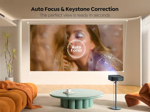 Vista 6 de Proyector 4K con Google TV, YABER K2s WiFi 6 Bluetooth, Sonido de JBL, Audio Dolby, Enfoque Automático y Keystone, Proyector de Película al Aire
