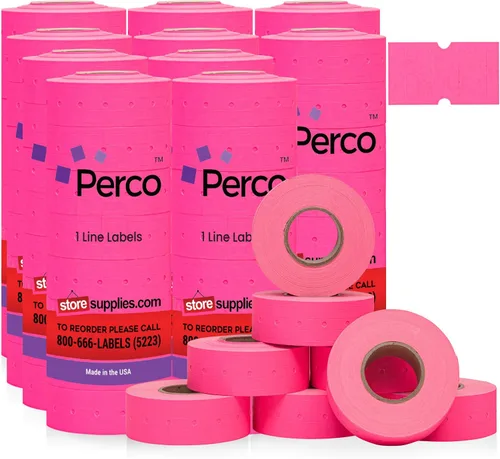Vista 22 de Etiquetas azules Perco de 1 línea - 8 rollos, 1 funda, 8,000 etiquetas en blanco para pistolas de precio y fecha de 1 línea Perco - Fabricadas