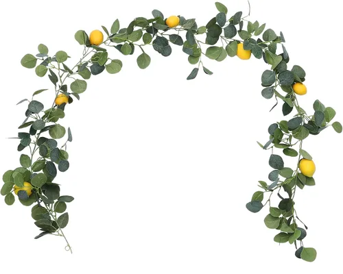 Vista 8 de IUIBMI Guirnalda de limón artificial de 6 pies, guirnalda de frutas de primavera con limones artificiales para puerta delantera, hogar, cocina