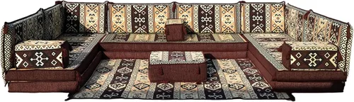Vista 30 de arabicsofa Sofás seccionales en U hechos a mano – Asientos tradicionales en el suelo estilo Jalsa árabe