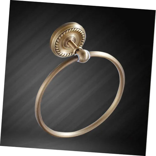 Vista 6 de Antique Brushed Brass Towel Ring Hanging Towel Rack Wall Mounted Round Bathroom Accessory for Home Hotel School Bathroom Decor
