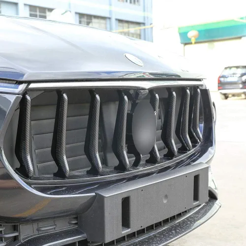 Vista 5 de Fibra de carbono parrilla delantera parachoques Trim tiras para Maserati Levante 2016 piezas de coche 8 unids/set